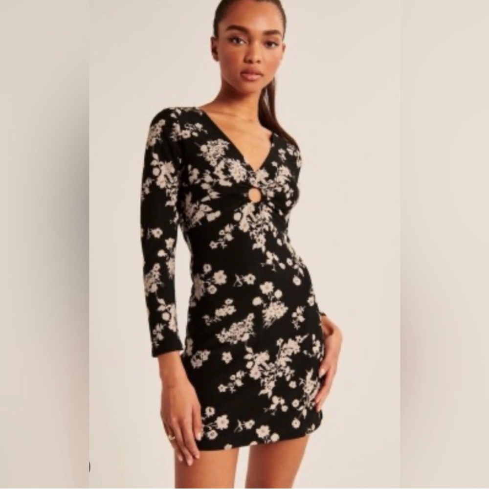 Abercrombie & Fitch Black and Pink Floral Mini Dress